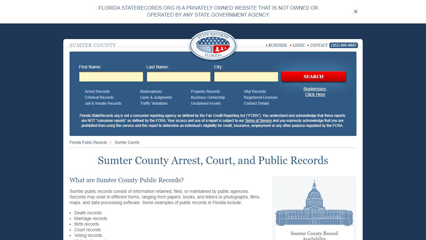 Sumter County Arrest, Court, and Public Records